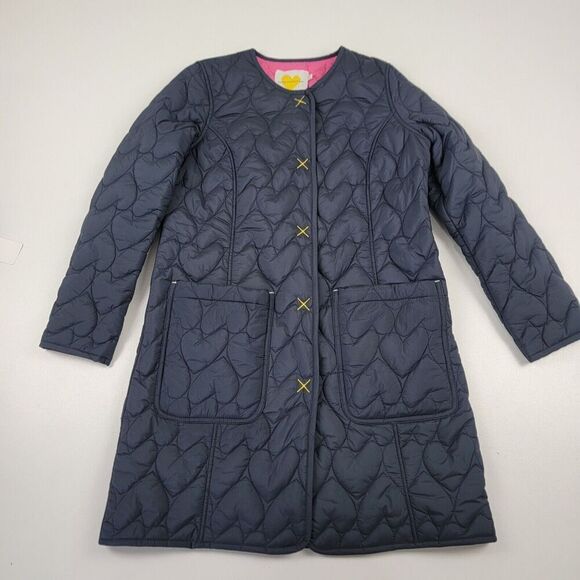 Kerri Rosenthal Gray Quilted Mid Length Jacket Snap Button Womens Small Coat EUC